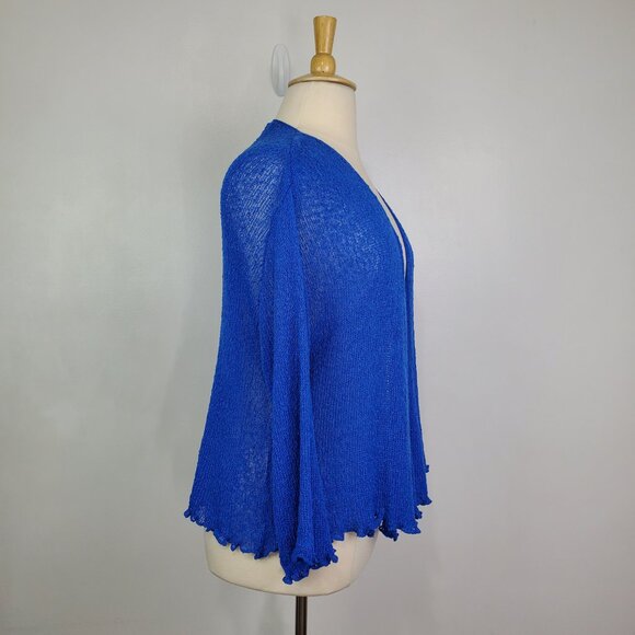 Kaktus Blue Loose Knit Stretchy Open Front Cardigan Shrug NEW NWT Size XXL - Picture 5 of 15